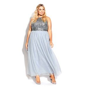 NWT City Chic Shine Bright Maxi Aquamarine L = 20